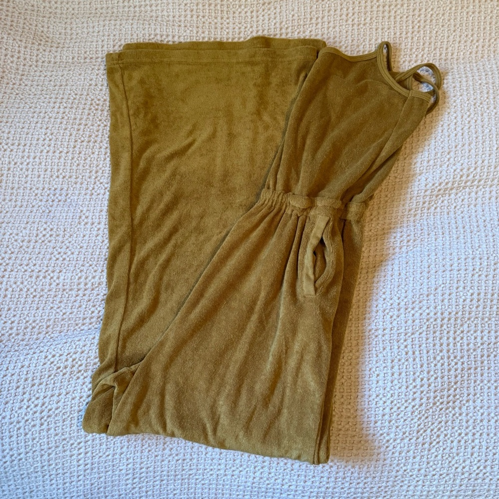 Aerie OFFLINE Terrycloth Wide Leg Jumpsuit in Golden Brown, Size S - Picture 15 of 15